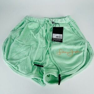 Missguided X Sean John, Y2K Mint Green Dolphin Cut Gym Style Shorts